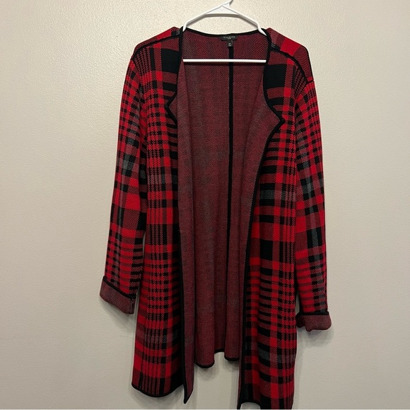 Talbots Womens 2X Red Plaid Open Cardigan - Picture 1 of 8